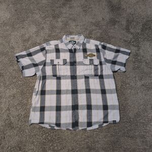 Harley-Davidson Shirt Mens 2XL Plaid Short Sleeve Western HDMC Wings Motorcycle